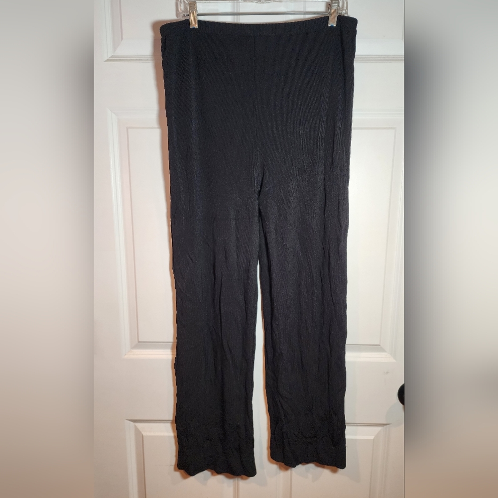 Max Studio Stretchy Black Heavyweight Pull On Wide Leg Pants L